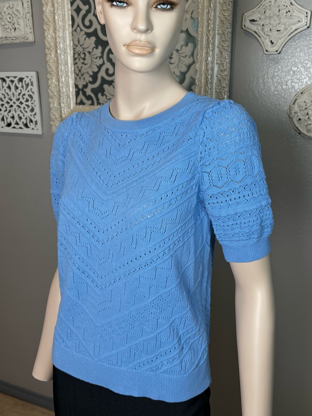 LOFT Sky Blue Knit Short Sleeve Top - Picture 6 of 12